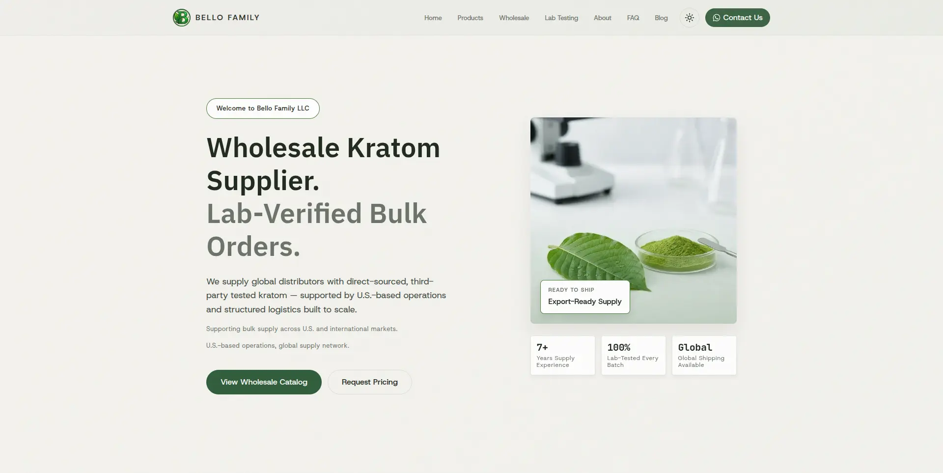 Bello Family - Kratom Supplier Landing Page